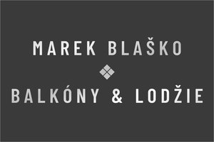 Strieborná jednoradová nálepka na auto: Marek Blaško - Balkóny a lodžie, elegantný moderný pásik pre živnostníkov