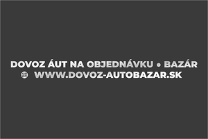 Strieborná metalická nálepka na auto: DOVOZ ÁUT NA OBJEDNÁVKU, autobazár a predaj jazdených vozidiel, moderná reklama s webstránkou