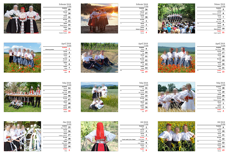 Stolový kalendár - folklórna skupina a ľudová hudba