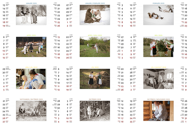 Stolový dvojtýždenný kalendár s fotografiami zameranými na folklór a ľudové tradície