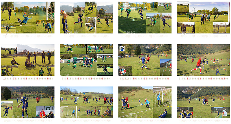 Nástenný kalendár futbalisti - obecný futbalový klub hrajúci nižšiu ligu