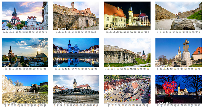 Nástenný kalendár zameraný na mesto Bardejov