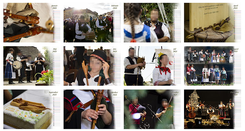 Nástenný kalendár folklórnej skupiny zameraný na gajdošov