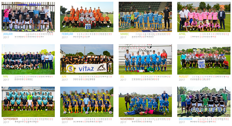 Návrh nástenného kalendára pre mestský juniorský futbalový klub